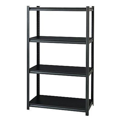 Alera Steel Shelving Unit with Laminate Shelves, Four-Shelf, 36w x 18d x 60h, Steel, Black/Gun Metal Gray (ALESU601836L)