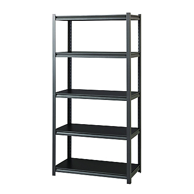 Alera Steel Shelving Unit with Laminate Shelves, Five-Shelf, 36w x 18d x 72h, Steel, Black/Gun Metal Gray (ALESU721836L)