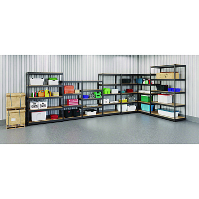 Alera Steel Shelving with Particleboard Shelves, Five-Shelf, 36w x 18d x 72h, Steel, Black (ALESU721836P)