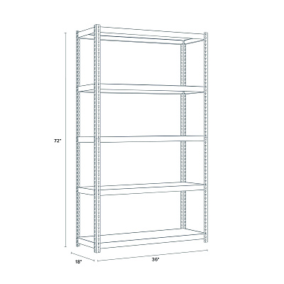 Alera Steel Shelving with Particleboard Shelves, Five-Shelf, 36w x 18d x 72h, Steel, Black (ALESU721836P)
