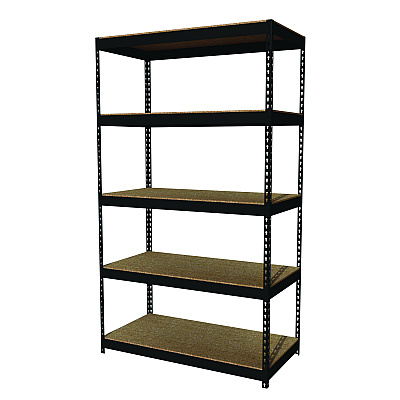 Alera Steel Shelving Unit with Particleboard Shelves, Five-Shelf, 48w x 24d x 84h, Steel, Black (ALESU842448P)