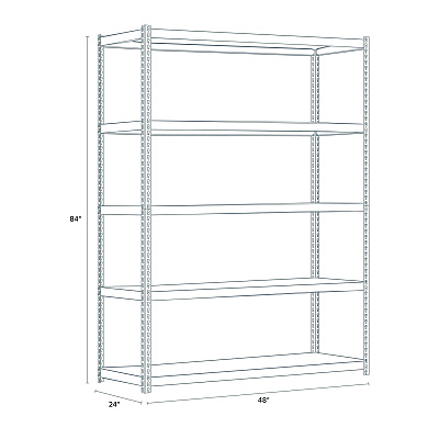 Alera Steel Shelving Unit with Particleboard Shelves, Five-Shelf, 48w x 24d x 84h, Steel, Black (ALESU842448P)