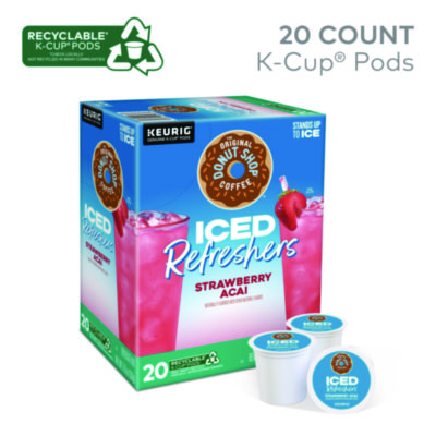 The Original Donut Shop ICED Refreshers K-Cup Pods, Strawberry, 20/Box (GMT0237)