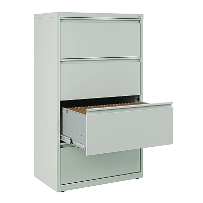 Alera Lateral File, 4 Legal/Letter-Size File Drawers, Light Gray, 30" x 18.62" x 52.5" (ALEHLF3054LG)