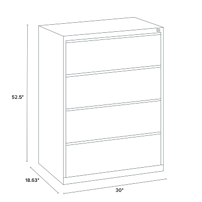Alera Lateral File, 4 Legal/Letter-Size File Drawers, Light Gray, 30" x 18.62" x 52.5" (ALEHLF3054LG)