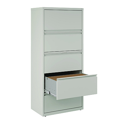 Alera Lateral File, 5 Legal/Letter-Size File Drawers, Light Gray, 30" x 18.62" x 67.62" (ALEHLF3067LG)