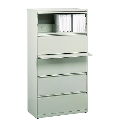 Alera Lateral File, 5 Legal/Letter-Size File Drawers, Light Gray, 30" x 18.62" x 67.62" (ALEHLF3067LG)
