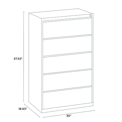 Alera Lateral File, 5 Legal/Letter-Size File Drawers, Light Gray, 30" x 18.62" x 67.62" (ALEHLF3067LG)