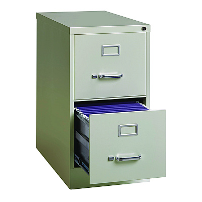 Alera Two-Drawer Economy Vertical File, 2 Letter-Size File Drawers, Light Gray, 15" x 25" x 28.38" (ALEHVF1529LG)