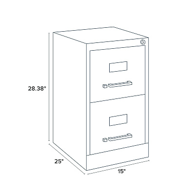 Alera Two-Drawer Economy Vertical File, 2 Letter-Size File Drawers, Light Gray, 15" x 25" x 28.38" (ALEHVF1529LG)