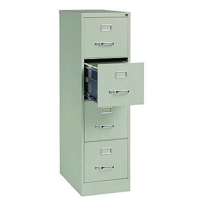 Alera Economy Vertical File, 4 Letter-Size File Drawers, Light Gray, 15" x 25" x 52" (ALEHVF1552LG)