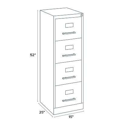 Alera Economy Vertical File, 4 Letter-Size File Drawers, Light Gray, 15" x 25" x 52" (ALEHVF1552LG)