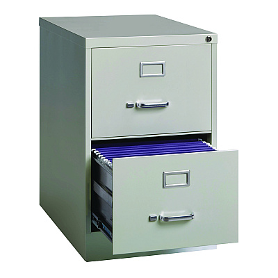 Alera Two-Drawer Economy Vertical File, 2 Legal-Size File Drawers, Light Gray, 15" x 25" x 28.38" (ALEHVF1929LG)