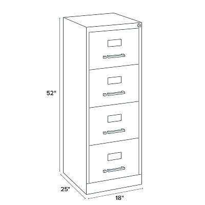 Alera Economy Vertical File, 4 Legal-Size File Drawers, Light Gray, 18" x 25" x 52" (ALEHVF1952LG)