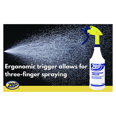 Zep Commercial Professional Spray Bottle, 32 oz, Blue/Gold/Clear, 36/Carton (ZPEHDPRO36CT)