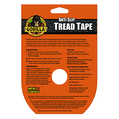 Gorilla Tread Tape, 3" Core, 2" x 10 ft, Black (GOR115944)