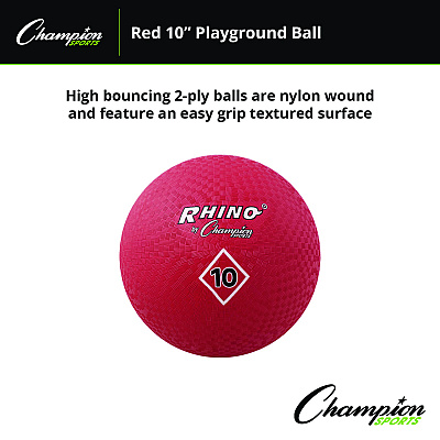 Champion Sports Playground Ball, 10" Diameter, Red (CSIPG10)