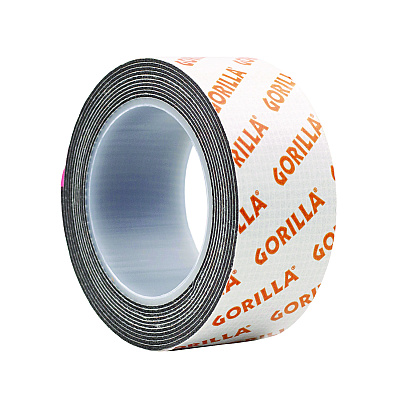 Gorilla Max Strength Mounting Tape, Permanent, Holds Up to 45 lb (3 lbs per 4 in), 1 x 60, Black (GOR112962)