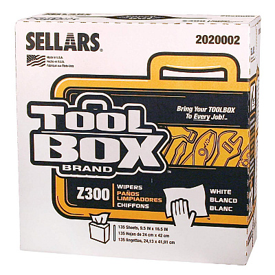 TOOLBOX Z300 Pop-Up Wipers, 1-Ply, 8.5 x 16.5, White, 8/Carton (SLR2020002)