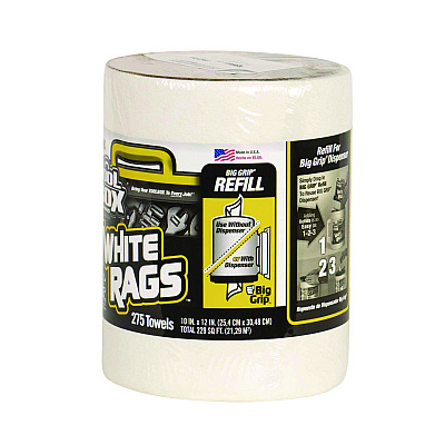 TOOLBOX Z300 Wipers Big Grip Refill, 1-Ply, 10 x 12, White, 6/Carton (SLR20421)