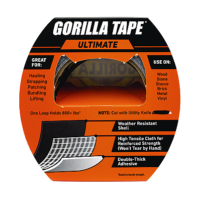 Gorilla Ultimate Tape, 3" Core, 1.88" x 20 yd, Black (GOR113499)