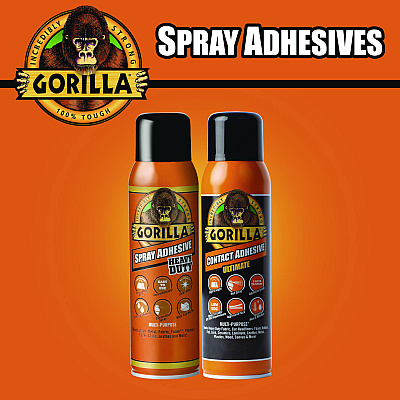 Gorilla Contact Adhesive Ultimate, 12.2 oz Aerosol Spray, Dries Light Yellow (GOR109852)