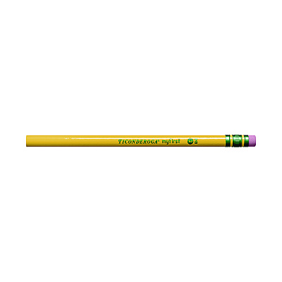 Dixon Ticonderoga Beginners Woodcase Pencil with Eraser and Microban, HB (#2), Black Lead, Yellow Barrel, 12/Pack (133080002)