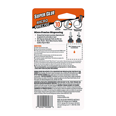 Gorilla Super Glue Micro Precise, 0.18 oz, Dries Clear (GOR102812)