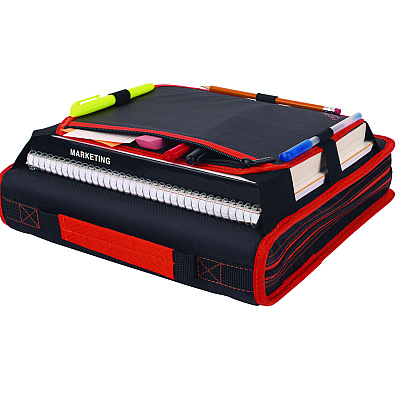Five Star Zipper Binder, 3 Rings, 2" Capacity, 11 x 8.5, Black/Red Accents (FVS29052CE8)