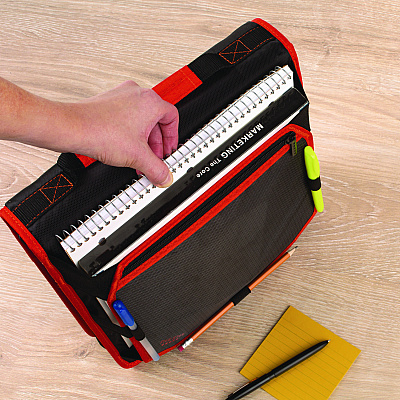 Five Star Zipper Binder, 3 Rings, 2" Capacity, 11 x 8.5, Black/Red Accents (FVS29052CE8)