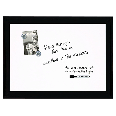 Quartet Home Decor Magnetic Dry Erase Board, 23 x 17, White Surface, Black Wood Frame (QRT79282)