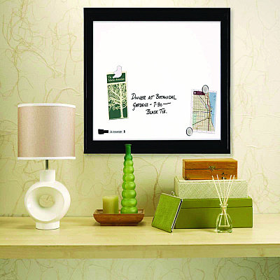 Quartet Home Decor Magnetic Dry Erase Board, 23 x 17, White Surface, Black Wood Frame (QRT79282)