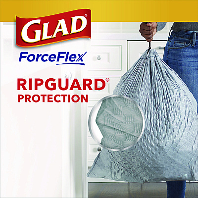Glad ForceFlex Tall Kitchen Drawstring Trash Bags, 13 gal, 23.75" x 24.88", White, 240/Carton (CLO79009)