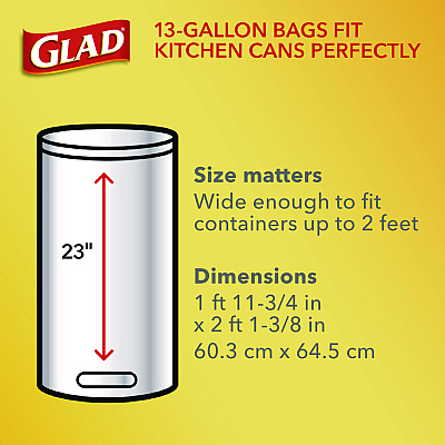 Glad ForceFlex Tall Kitchen Drawstring Trash Bags, 13 gal, 23.75" x 24.88", White, 240/Carton (CLO79009)