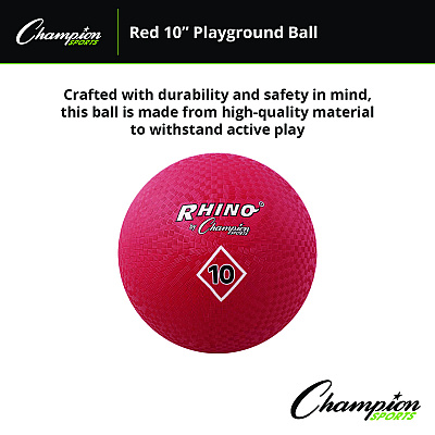 Champion Sports Playground Ball, 10" Diameter, Red (CSIPG10)