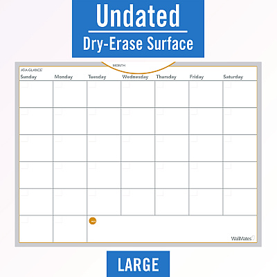 AT-A-GLANCE WallMates Self-Adhesive Dry Erase Monthly Planning Surfaces, 24 x 18, White/Gray/Orange Sheets, Undated (AAGAW502028)