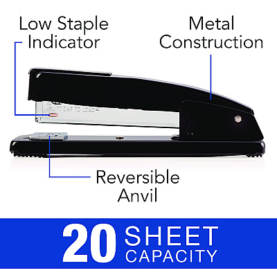 Swingline Commercial Full Strip Desk Stapler, 20-Sheet Capacity, Black (SWI44401S)