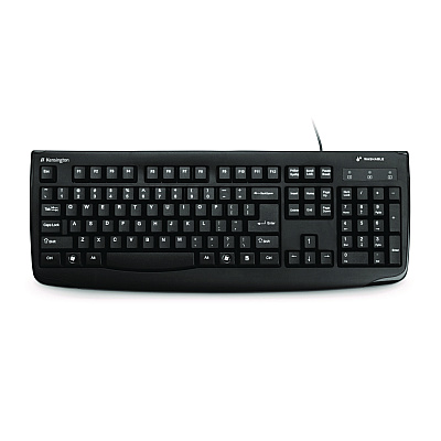 Kensington Pro Fit USB Washable Keyboard, 104 Keys, Black (KMW64407)