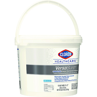 Clorox Healthcare VersaSure Cleaner Disinfectant Wipes, 1-Ply, 12 x 12, Fragranced, White, 110/Bucket, 2 Buckets/Carton (CLO31759)