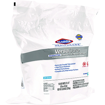 Clorox Healthcare VersaSure Cleaner Disinfectant Wipes, 1-Ply, 12 x 12, Fragranced, White, 110/Pouch (CLO31761EA)