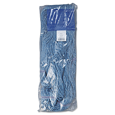 Boardwalk Super Loop Wet Mop Head, Cotton/synthetic Fiber, 5" Headband, X-Large Size, Blue, 12/carton (BWK504BL)