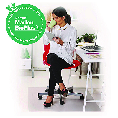 Floortex Ecotex Marlon BioPlus Rectangular Polycarbonate Chair Mat for Hard Floors, Rectangular, 29" w x 47" l, Clear (FLRNCCMFLBS0001)