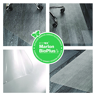 Floortex Ecotex Marlon BioPlus Rectangular Polycarbonate Chair Mat for Hard Floors, Rectangular, 45" w x 53" l, Clear (FLRNRCMFLBS0003)