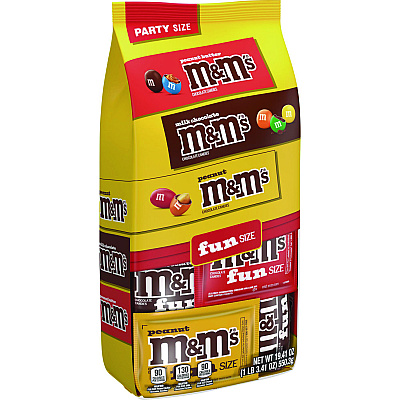 M & M's M and M'S Milk Chocolate, Peanut and Peanut Butter Variety Pack Fun Size Chocolate Candy Assortment, 19.41 oz Bag (MNM59878)