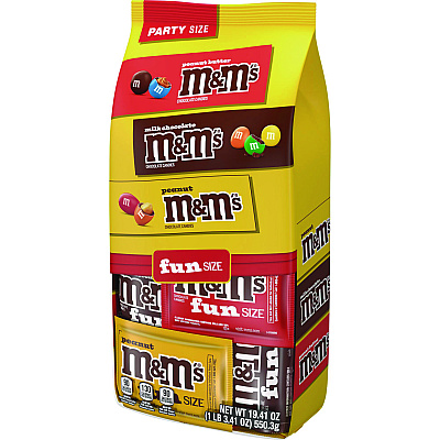 M & M's M and M'S Milk Chocolate, Peanut and Peanut Butter Variety Pack Fun Size Chocolate Candy Assortment, 19.41 oz Bag (MNM59878)