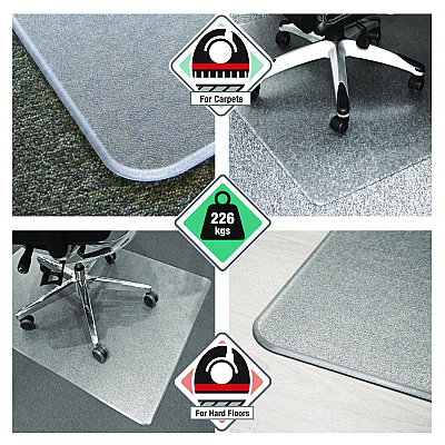 Floortex Cleartex MegaMat Heavy-Duty Polycarbonate Mat for Hard Floor/All Carpet, 46 x 53, Clear (FLRECM121345ER)