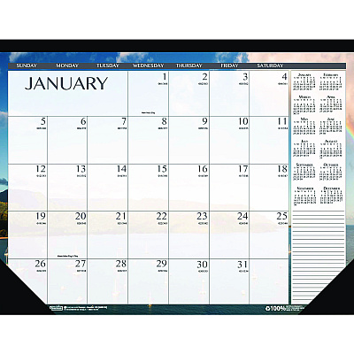 House of Doolittle Recycled Earthscapes Desk Pad Calendar, Seascapes Photography, 18.5 x 13, Black Binding/Corners,12-Month (Jan to Dec): 2026 (1386)