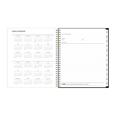Blue Sky Baccara Dark Monthly Planner, Floral Artwork, 10 x 8, Gray/Black/Gold Cover, 12-Month (Jan to Dec): 2026 (110216)