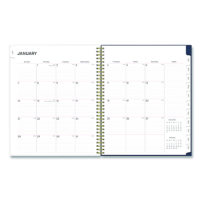 Blue Sky Ashlyn Weekly/Monthly Planner, Floral Artwork, 11 x 8.5, Navy/Multicolor Cover, 12-Month (Jan to Dec): 2026 (143957)