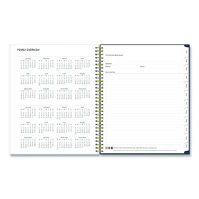 Blue Sky Ashlyn Weekly/Monthly Planner, Floral Artwork, 11 x 8.5, Navy/Multicolor Cover, 12-Month (Jan to Dec): 2026 (143957)